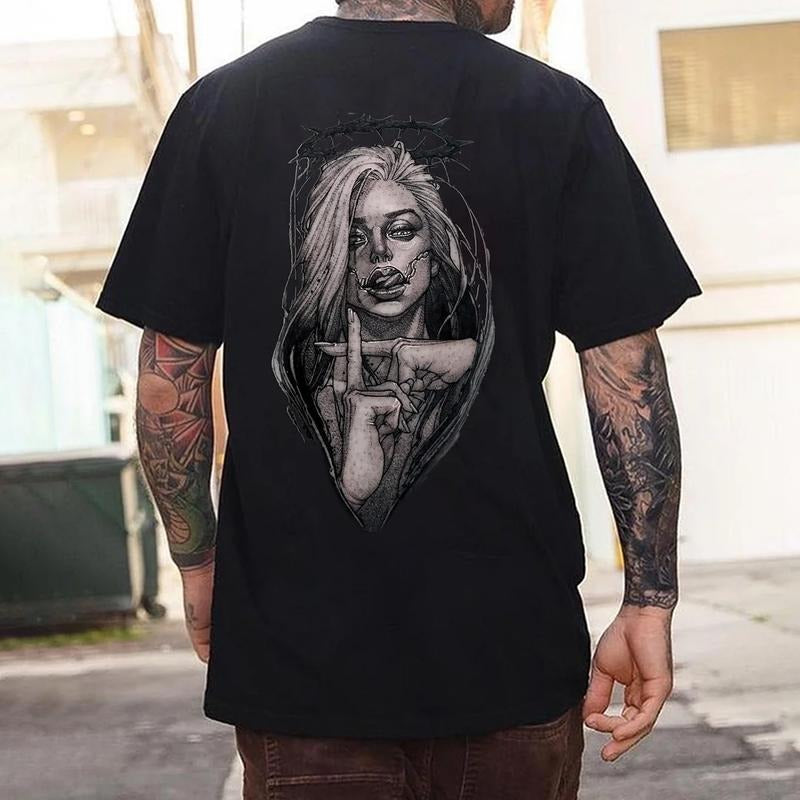 Darkness Thorn Angel T-shirt - Naughty Clothes Men Cotton Menswear Hoodie Sweatshirt | PrintMintTees.com