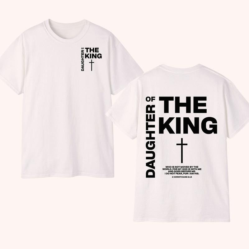 Daughter Of The King Daughter Of God 2 Sided Tee Pure Cotton Casual Street Style Crew Neck Short Sleeve T-Shirt Tops...