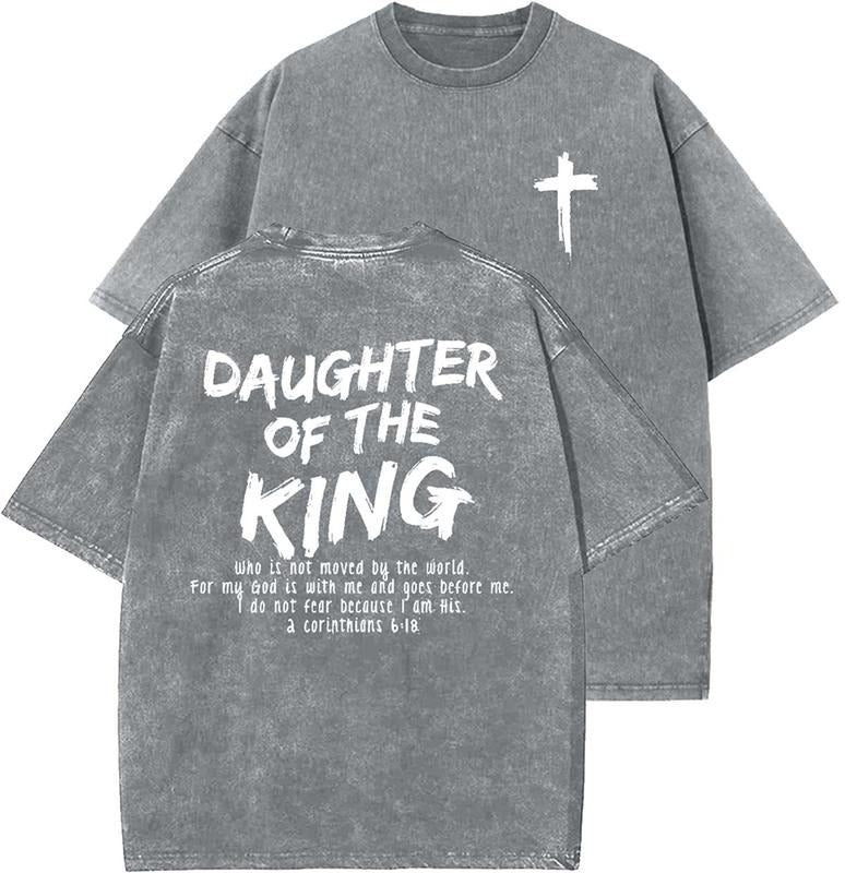 Daughter Of The King Unisex Washed T-Shirt, Christian t shirts, Vintage 90s Graphic Tee, Gift Top Womenswear Cotton...