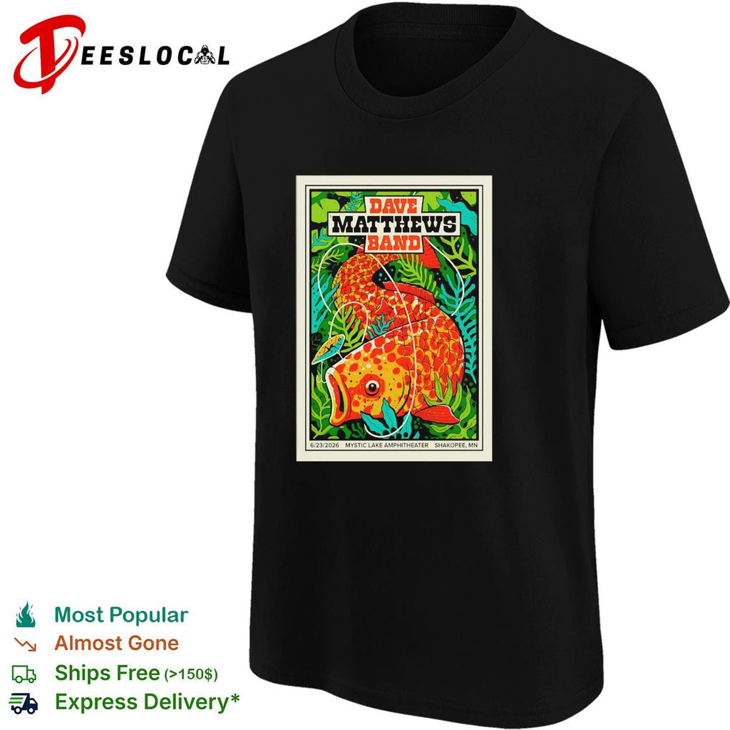 Dave Matthews Band Mystic Lake Amphitheater orange fish 6 23 2026 shirt