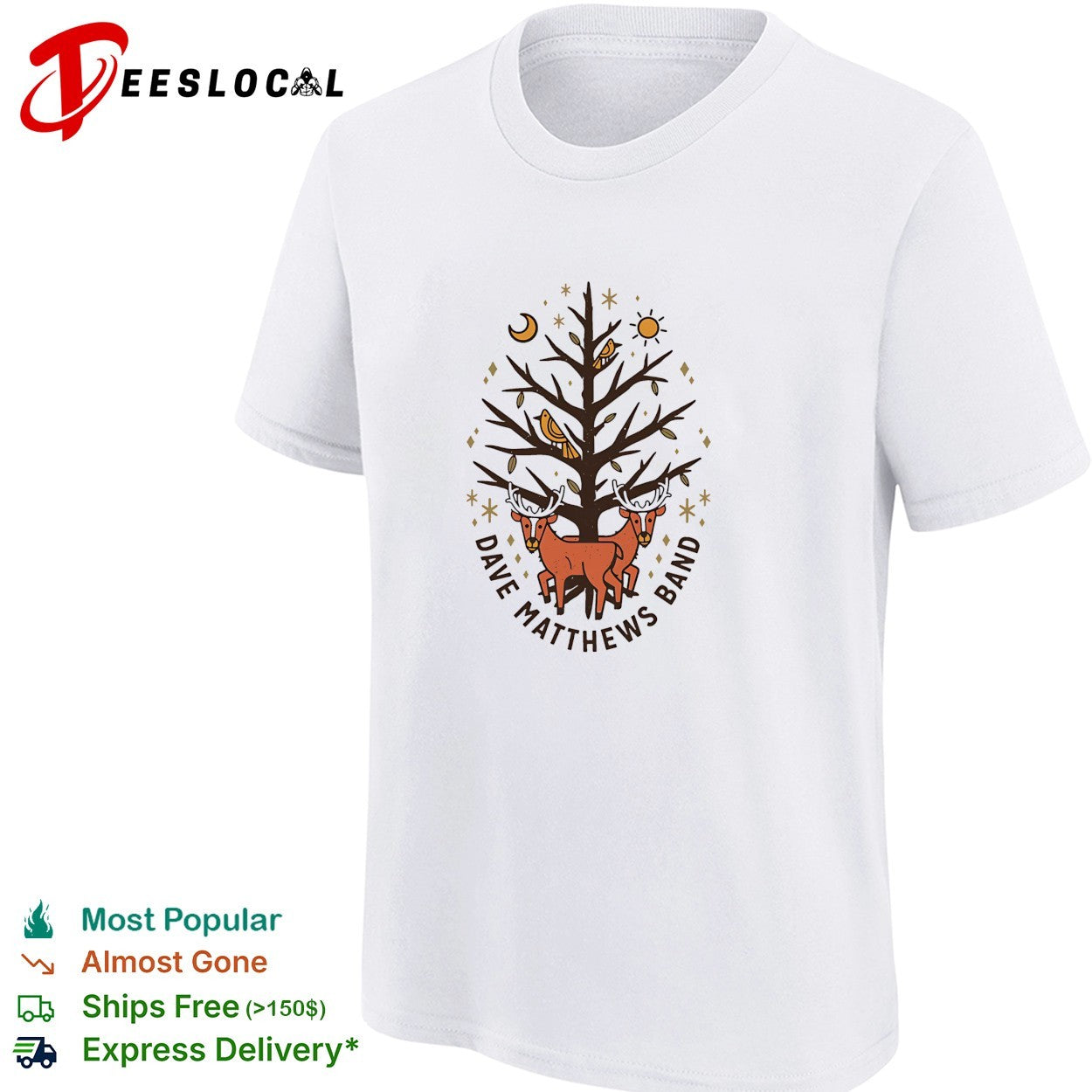 Dave Matthews Band deer tree moon sun shirt