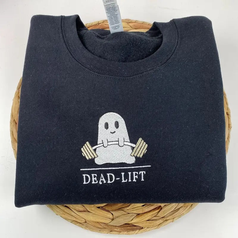 Deadlift Ghost Embroidered Cute Ghost Dead Lift Embroidered T-Shirts, Hoodie, Sweatshirt