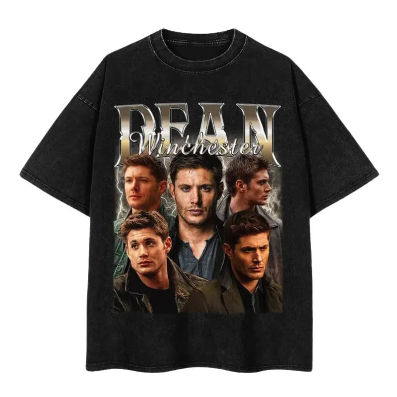 Dean Winchester Retro T-Shirt, Unisex Graphic Tee for Supernatural Fans, 90s Inspired Washed Shirt, Gift for Men and...