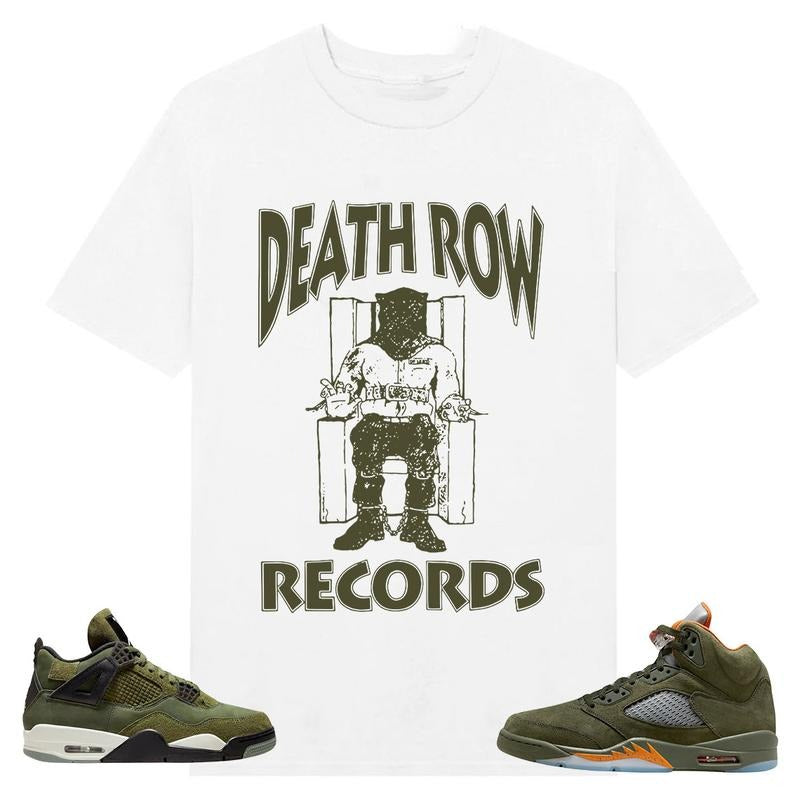 Death Row Records, Shirt to match A J 4 Retro SE Craft Medium Olive, A J 5 olive, Shirt to matching Sneaker Hoodie Sweatshirt