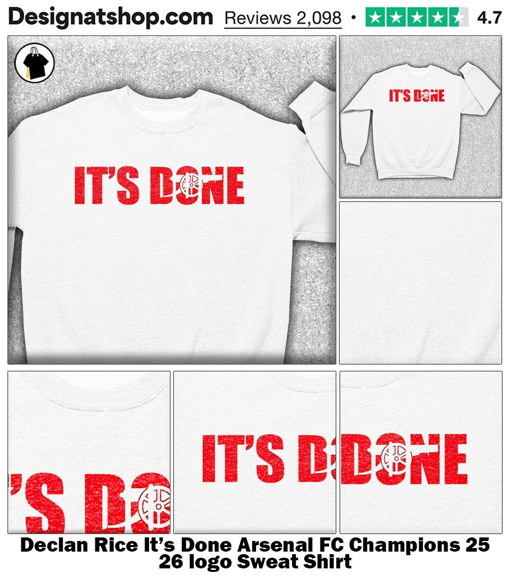Declan Rice It’s Done Arsenal FC Champions 25 26 logo shirt