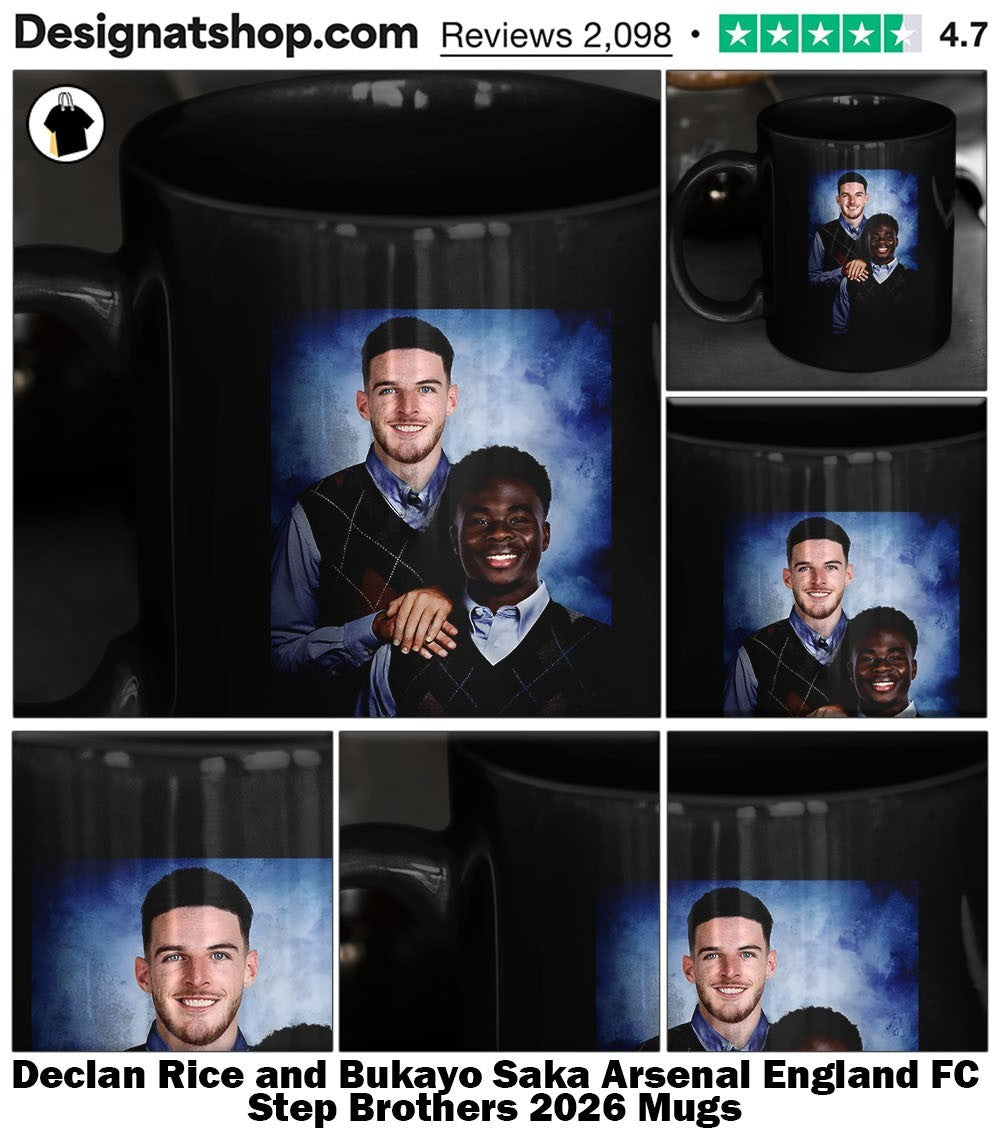 Declan Rice and Bukayo Saka Arsenal England FC Step Brothers 2026 shirt