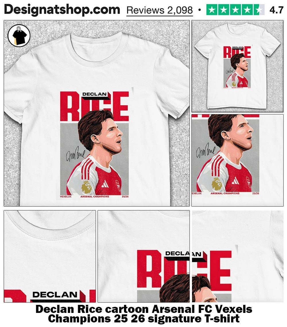 Declan Rice cartoon Arsenal FC Vexels Champions 25 26 signature shirt