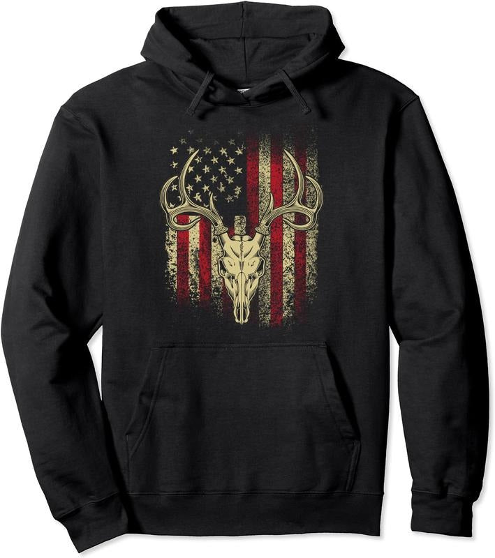 Deer Hunters Deer Skull American Flag Hooded FAST SHIPPING T-Shirts, Hoodie, Sweatshirt