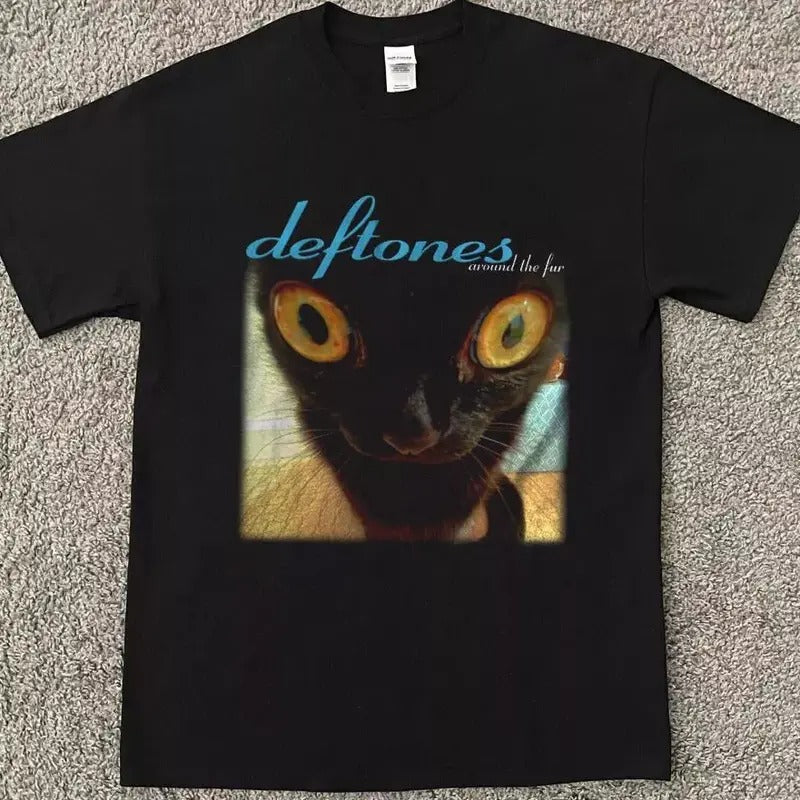 Deftones Around The Fur Cat Black T-Shirt Hoodie Sweatshirt | PrintMintTees.com