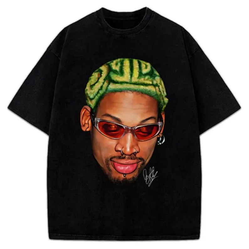 Dennis Rodman Zig Zag Green Hair Rodzilla Hollywood 90's Vintage Design Shirt Hoodie Sweatshirt | PrintMintTees.com