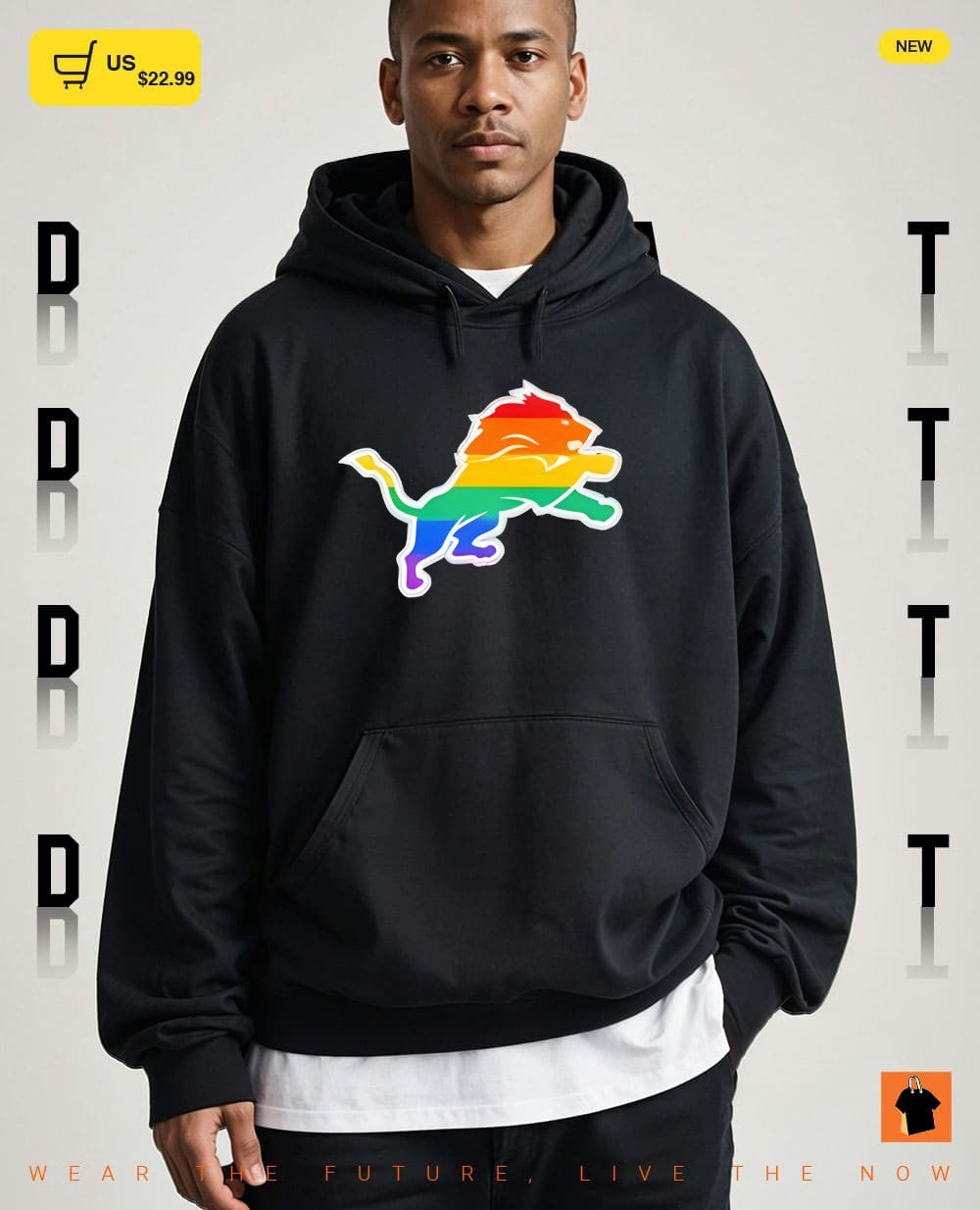 Detroit Lions rainbow pride animal logo apparel jersey fan collection cotton shirt