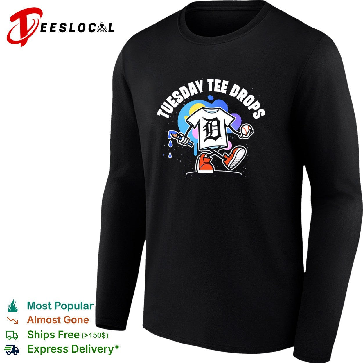 Detroit tee mascot walking Tuesday tee drops shirt