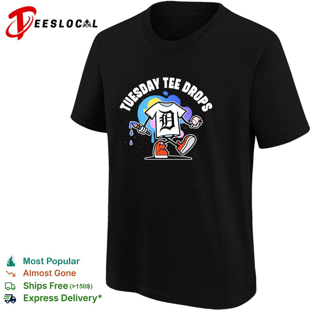 Detroit tee mascot walking Tuesday tee drops shirt
