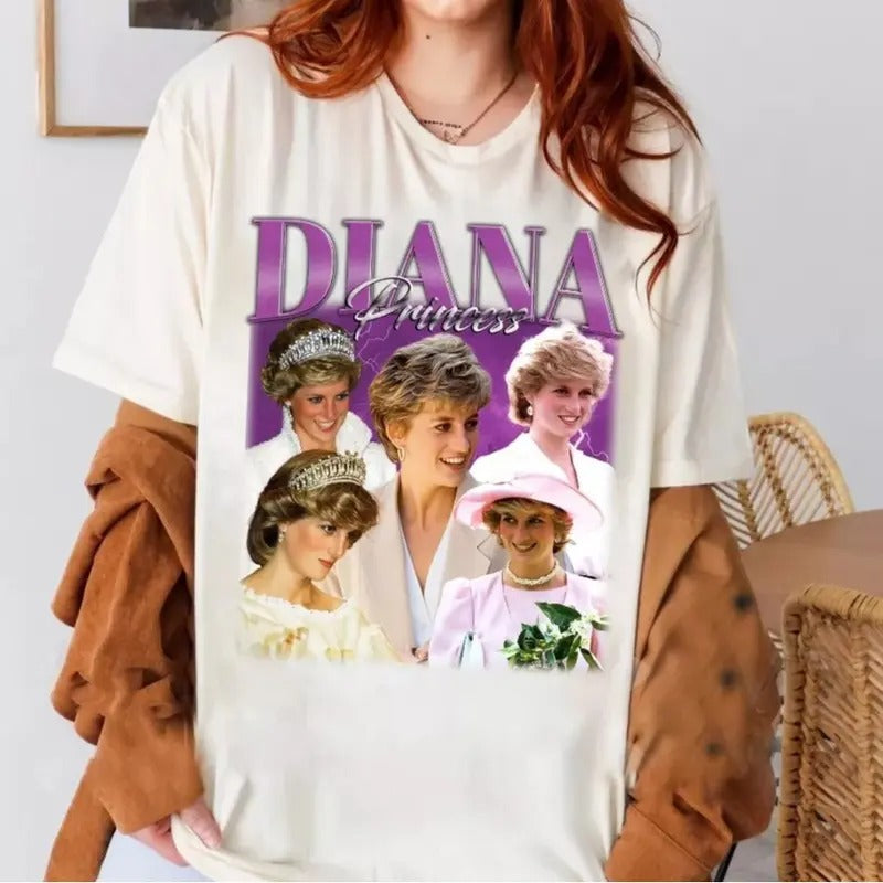Diana Princess Trendy T-Shirt, Unisex Retro cotton Shirt Streetwear Hoodie Sweatshirt | PrintMintTees.com
