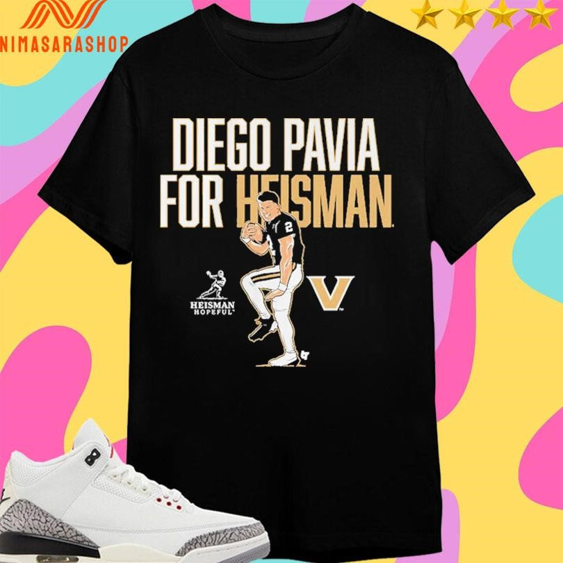Diego Pavia For Heisman Statue Pose Vanderbilt Commodores Football Shirts
