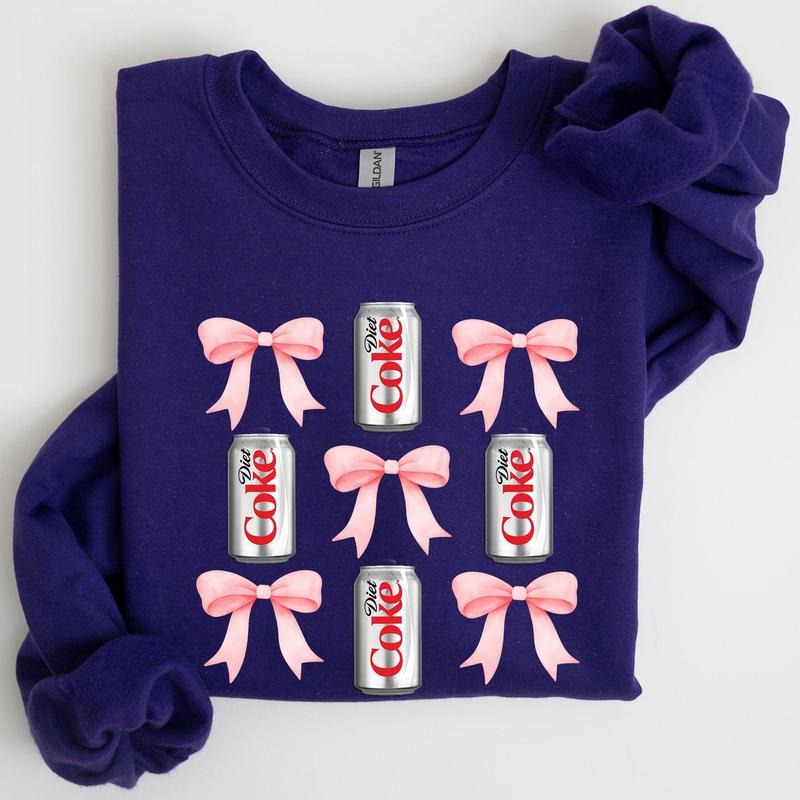 Diet, Coke, Soft Drink, Coquette, Preppy, Soda, Pop, Bows Sweatshirt, Women's T-Shirts, Hoodie | PrintMintTees.com