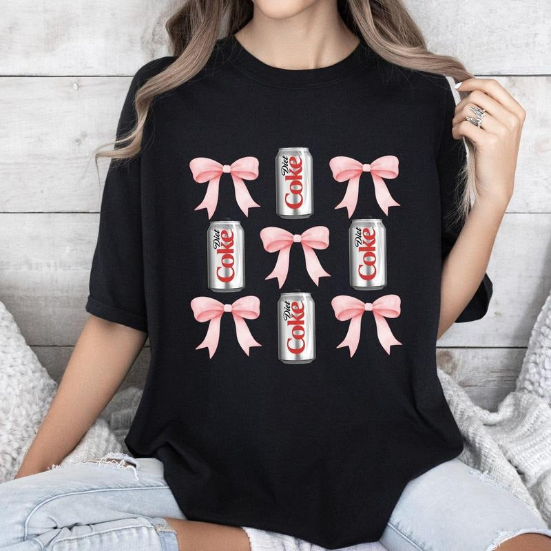 Diet, Coke, Soft Drink, Coquette, Preppy, Soda, Pop, Bows Tshirt, Women's, Comfort Colors Tee Hoodie, Sweatshirt