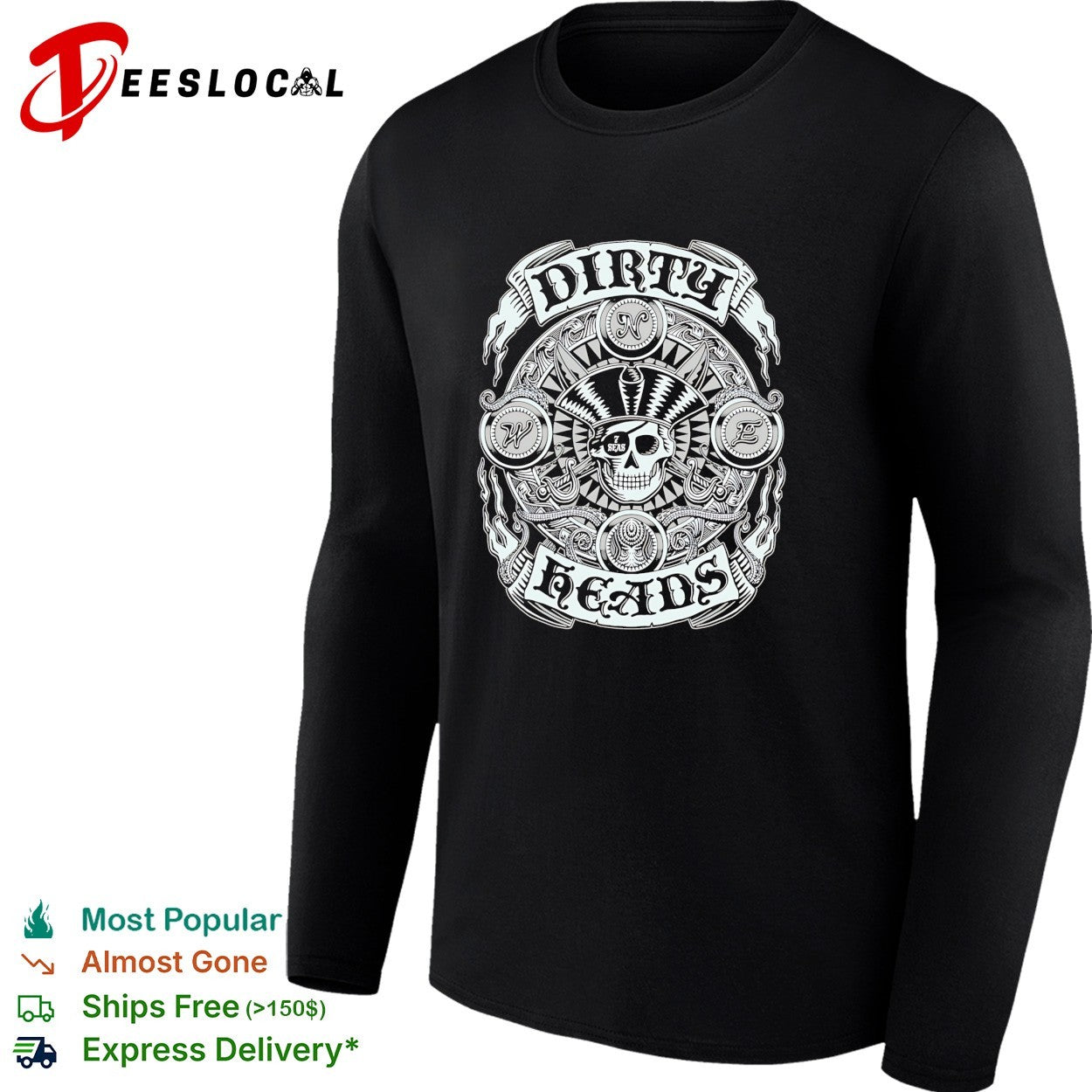 Dirty heads seven seas pirate skull shirt