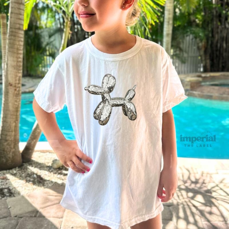 Disco Balloon Animal Youth Sweatshirt and Kid's Comfort Colors T-Shirt, Funky Youth Crewneck, Retro Kids Pullover, Cozy...