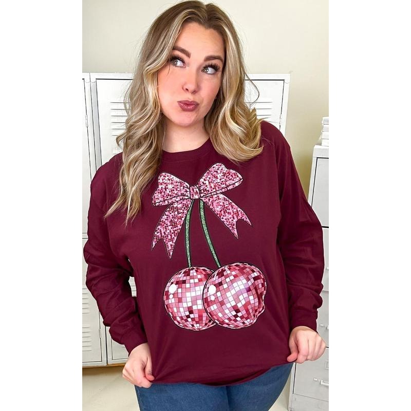 Disco Bow Long Sleeve Graphic T-Shirt Hoodie Sweatshirt | PrintMintTees.com