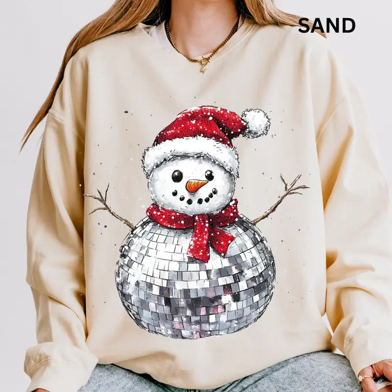 Disco Snowman Sweatshirt,  Christmas Graphic Sweatshirt for Men and Women