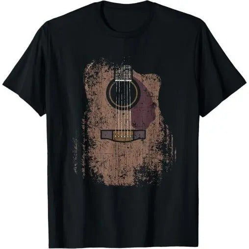 Distressed Acoustic Guitar Vintage Player Rock &amp; Roll Music T-Shirt Made in USA Hoodie Sweatshirt | PrintMintTees.com