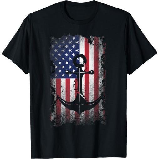 Distressed Anchor American Flag Vintage USA Patriotic T-Shirt Made in USA Hoodie Sweatshirt | PrintMintTees.com
