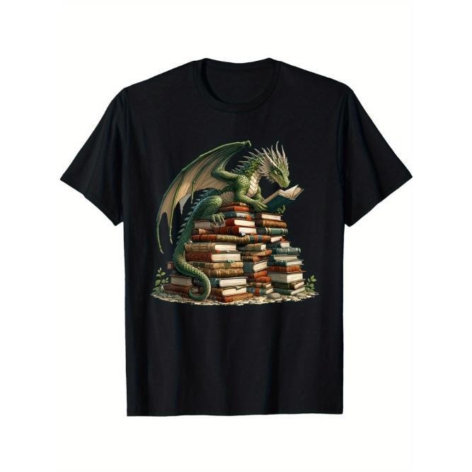Distressed Bookworm Dragons Reading Book - Dragons and Books T-Shirt Made in USA Hoodie Sweatshirt | PrintMintTees.com