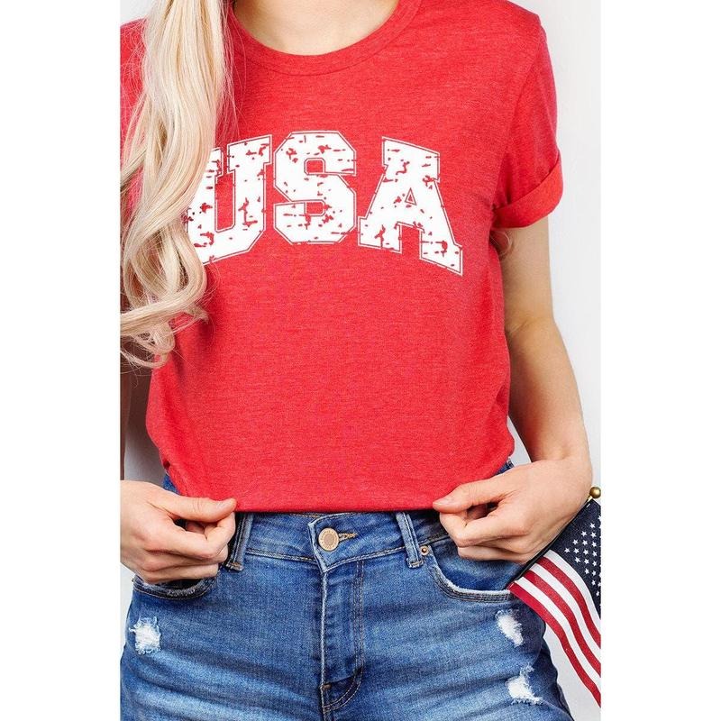 Distressed USA Short Sleeve Relaxed Fit T-Shirt Hoodie Sweatshirt | PrintMintTees.com