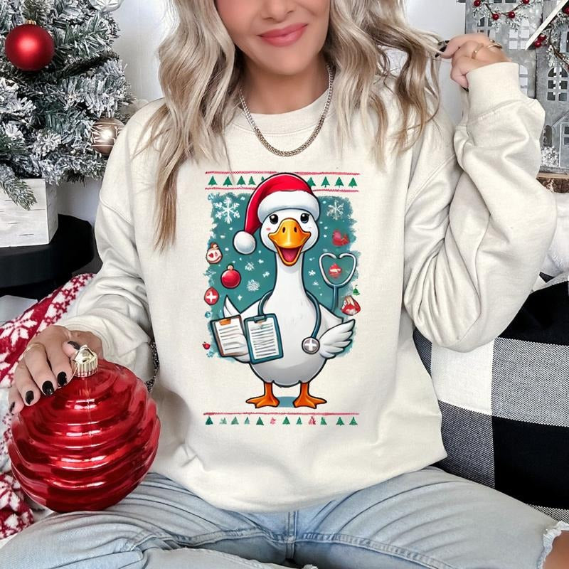 Doctor Silly Goose Christmas Sweatshirt, Merry Christmas, Doctor Shirt, Stethoscope Shirt, Nurse Gifts, Christmas Gift...