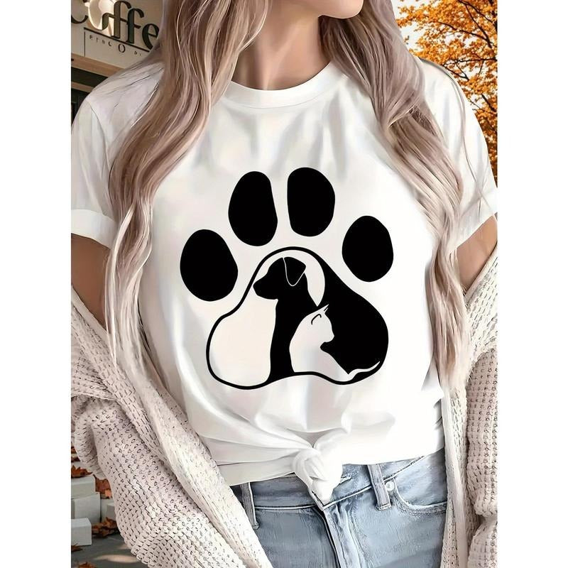 Dog  Women's Printed T-shirt, Short Sleeves, Four Seasons Can Be Worn for Outdoor, Home, Sports Top Gift. style 02 Hoodie...