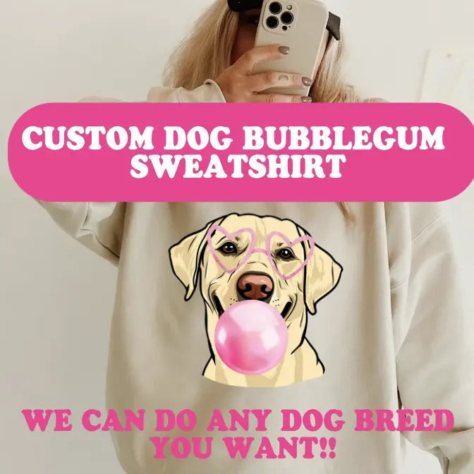 Dog Bubblegum Sweatshirt, pullover comfy casual crewneck sweatshirt unisex printed in USA Shirt Hoodie | PrintMintTees.com