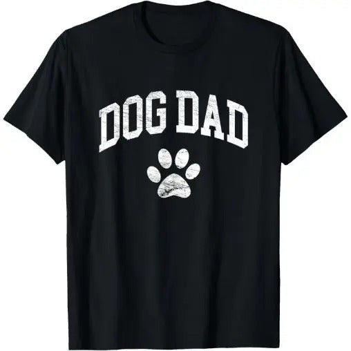 Dog Dad - Distressed Design Style - Funny Dog Paw - Classic T-Shirt Made in USA Hoodie Sweatshirt | PrintMintTees.com