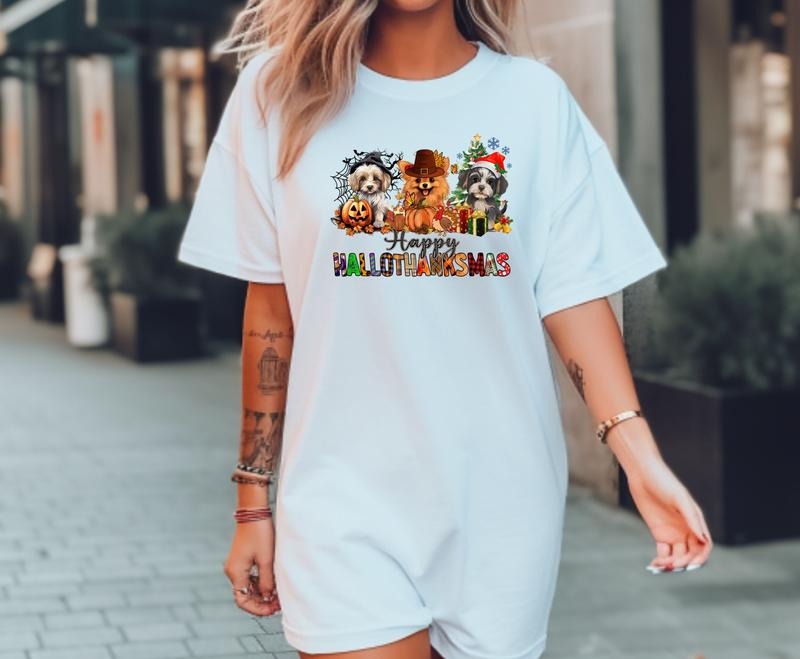 Dog Hallothanksmas Custom Colors Tee shirt Hoodie Sweatshirt | PrintMintTees.com