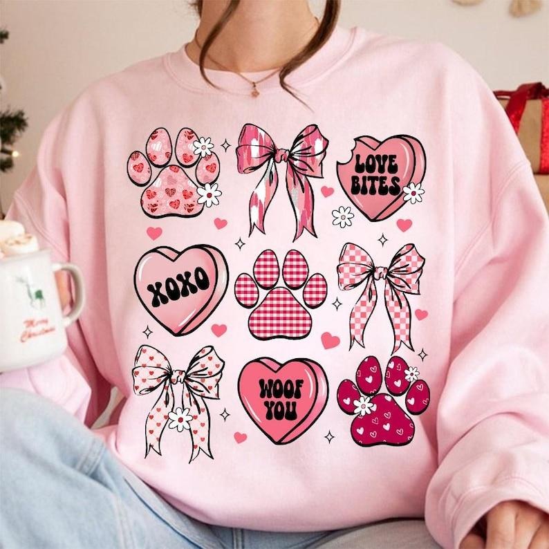 Dog Mama Coquette Sweatshirt  Dog Mom Valentine Png, Valentine Coquette Bow Shirt Hoodie | PrintMintTees.com