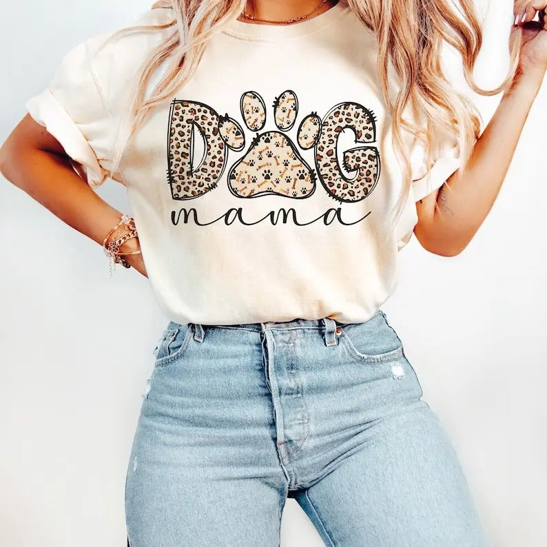Dog Mama , Mom Leopard , Mom shirt Hoodie Sweatshirt | PrintMintTees.com
