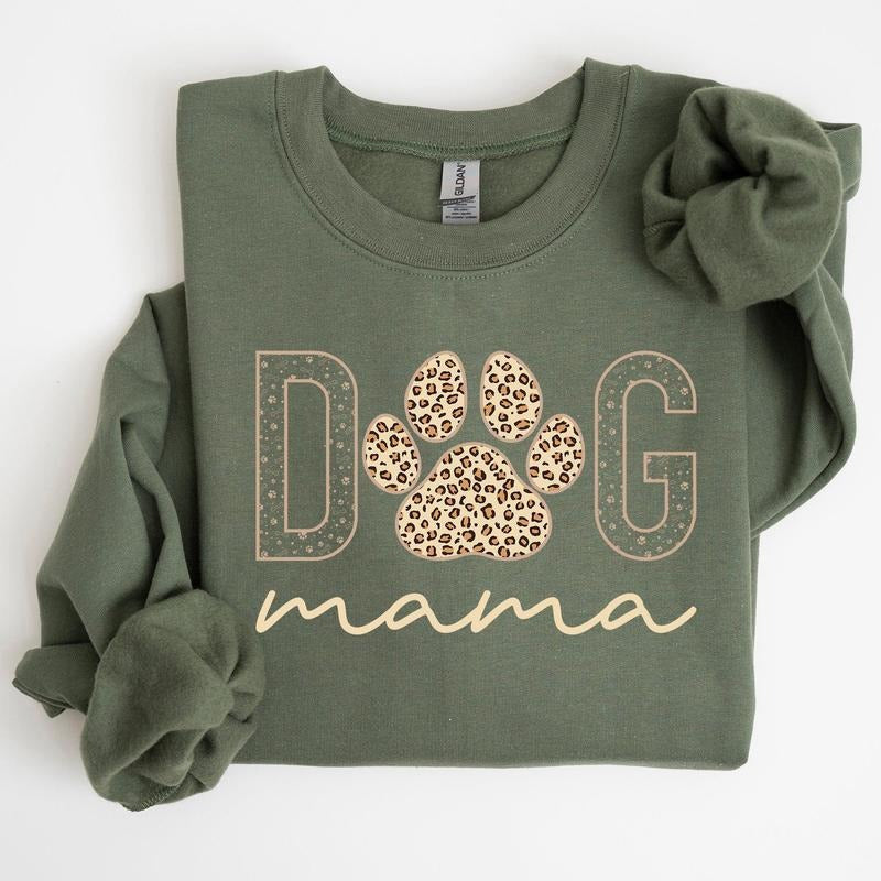 Dog Mama, Leopard Print Sweatshirt, Mother's Day Gift T-Shirts, Hoodie | PrintMintTees.com
