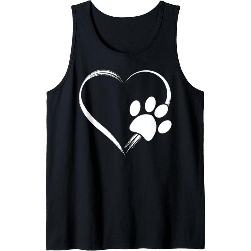 Dog Paw Print Heart T-Shirt - Gift for Mom - Gift for Dad Tank Top MADE IN USA Hoodie Sweatshirt | PrintMintTees.com