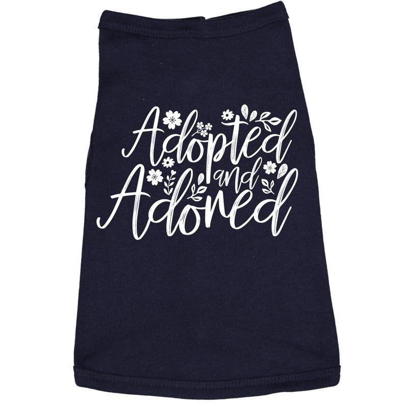 Dog Shirt Adopted And Adored Cute Clothes For Rescue Pet Funny Dog Puppy Shirt Navy Hoodie Sweatshirt | PrintMintTees.com