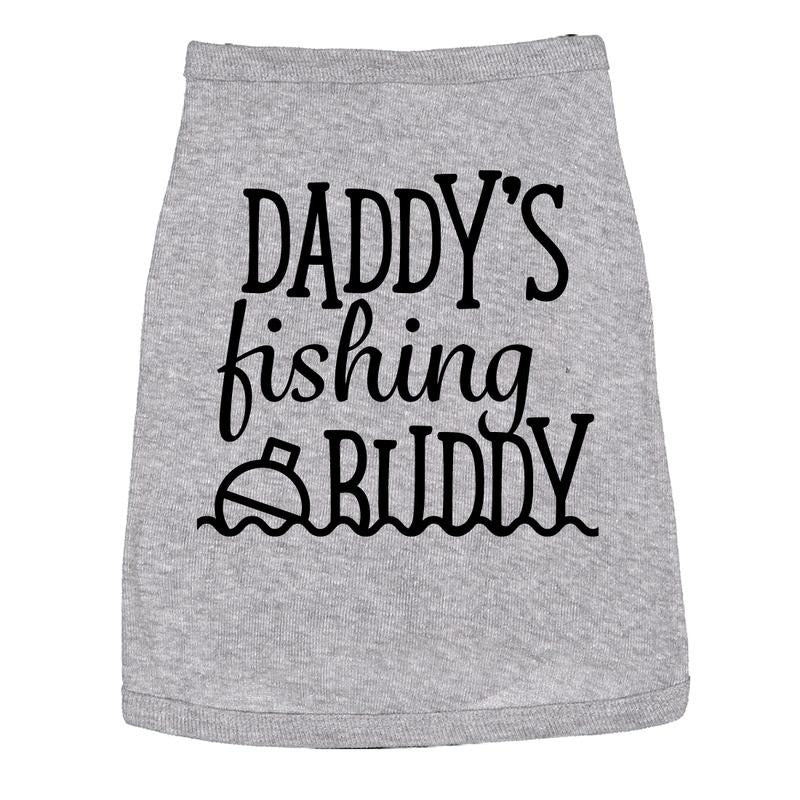 Dog Shirt Daddys Fishing Buddy Cute Clothes for Pet Puppy Dad Joke Shirt For Dogs Funny Camping Puppy Shirt Grey Hoodie...