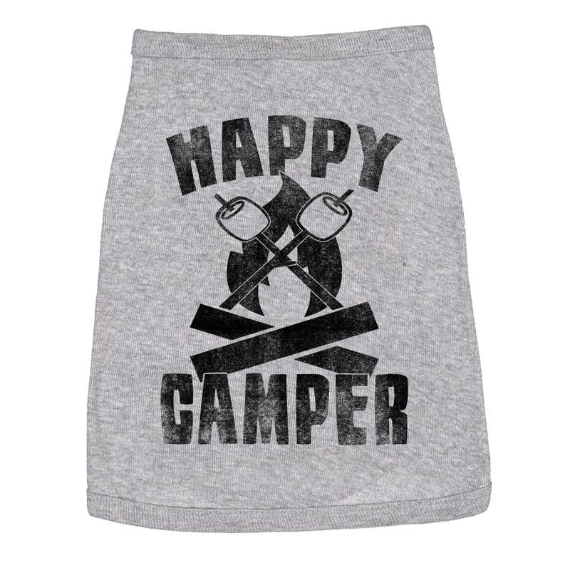 Dog Shirt Happy Camper Cute Outdoor Clothes for Family Pet Funny Camping Puppy Shirt Grey Hoodie Sweatshirt