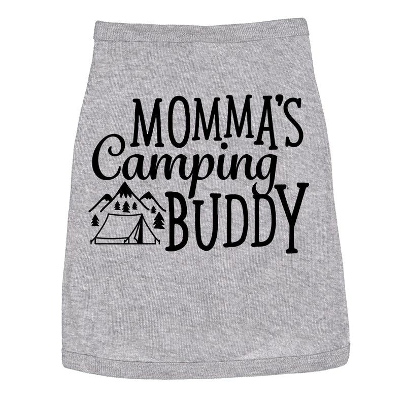 Dog Shirt Mommas Camping Buddy Cute Clothes For Pet Puppy Mother's Day Shirt For Dogs Funny Dog Puppy Shirt Grey Hoodie...