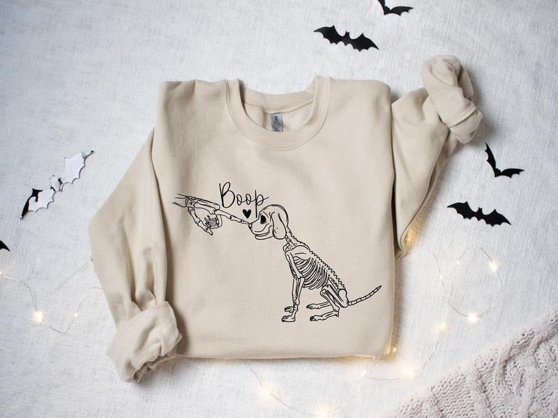 Dog Skeleton Halloween Sweatshirt, Funny Dog Shirt, Dog Lover Gifts, Dog Mom Sweatshirt, Spooky Dog Shirt, Skeleton...