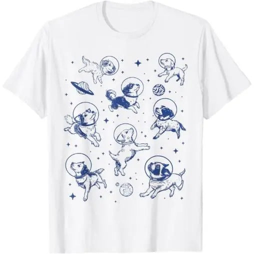 Dogs In Space Retro T-Shirt Made in USA Hoodie Sweatshirt | PrintMintTees.com