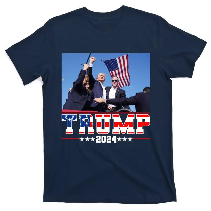 Donald Trump 2024 Survived Shot At Election Rally Usa T-Shirt Hoodie Sweatshirt | PrintMintTees.com