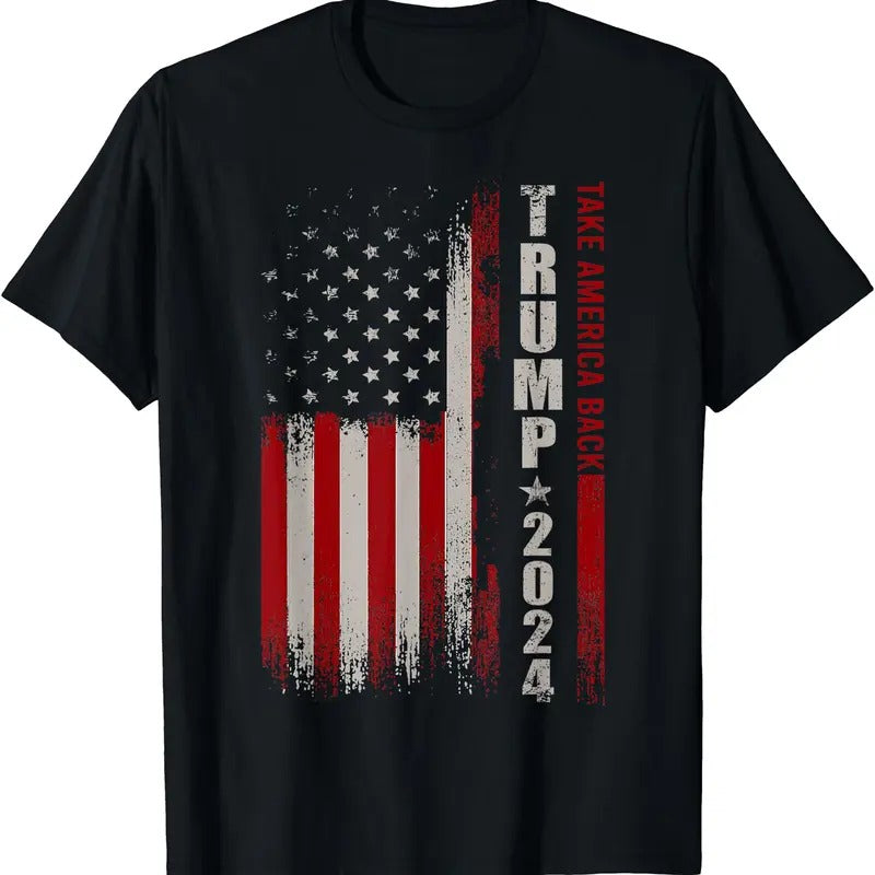 Donald Trump 2024 Take America Back American Flag Patriotic T-Shirt | Unisex Cotton Tee Gift | Full Size Hoodie, Sweatshirt