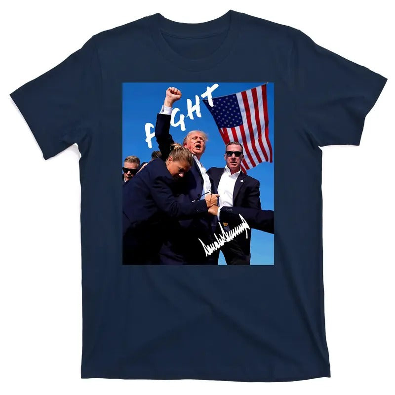 Donald Trump Signature Fight for the USA United States of America Iconic Rally T-Shirt Hoodie Sweatshirt | PrintMintTees.com