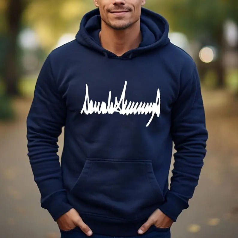 Donald Trump Signature Hoodie, Donald Trump 2024 American Shirt, Election 2024, MAGA Hoodie Sweatshirt | PrintMintTees.com