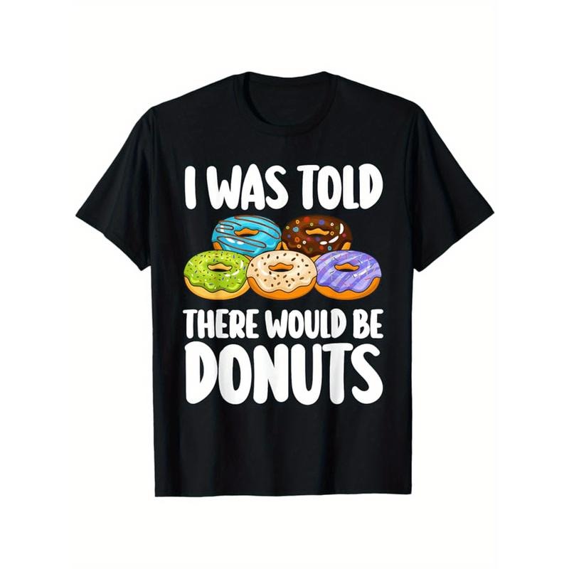 Donut Art Cotton T-Shirt - Novelty Doughnut Print, Perfect for Halloween, Thanksgiving & Christmas Gifts, Machine...
