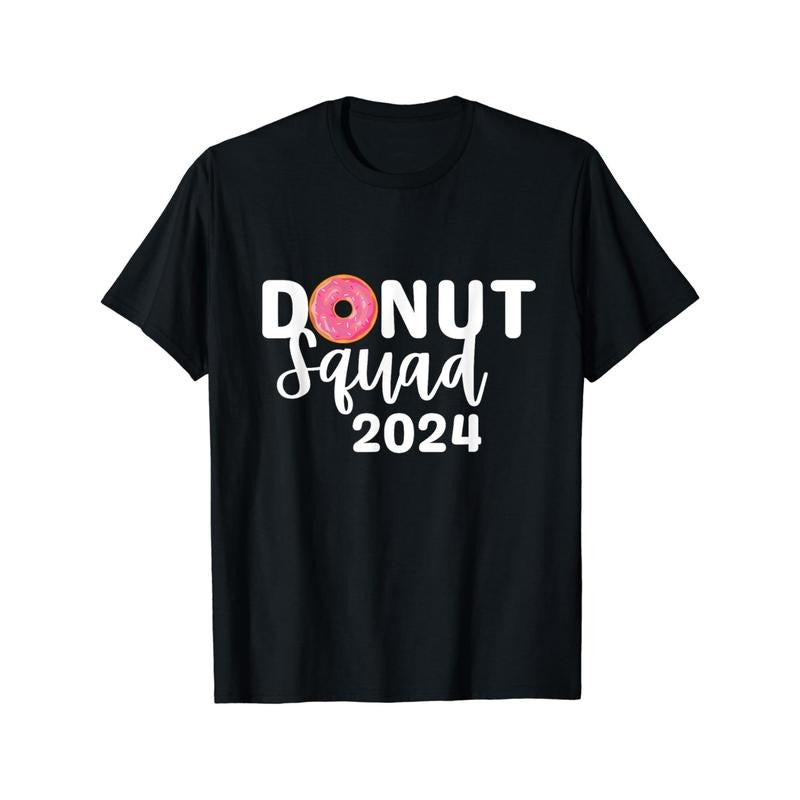 Donut Squad 2024 - Men's Cotton T-Shirt with Fun Donut Print, Casual Round Neck Tee for All Seasons made in usa Hoodie...